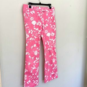 Vintage J Crew bold pink print boot leg/flare pants